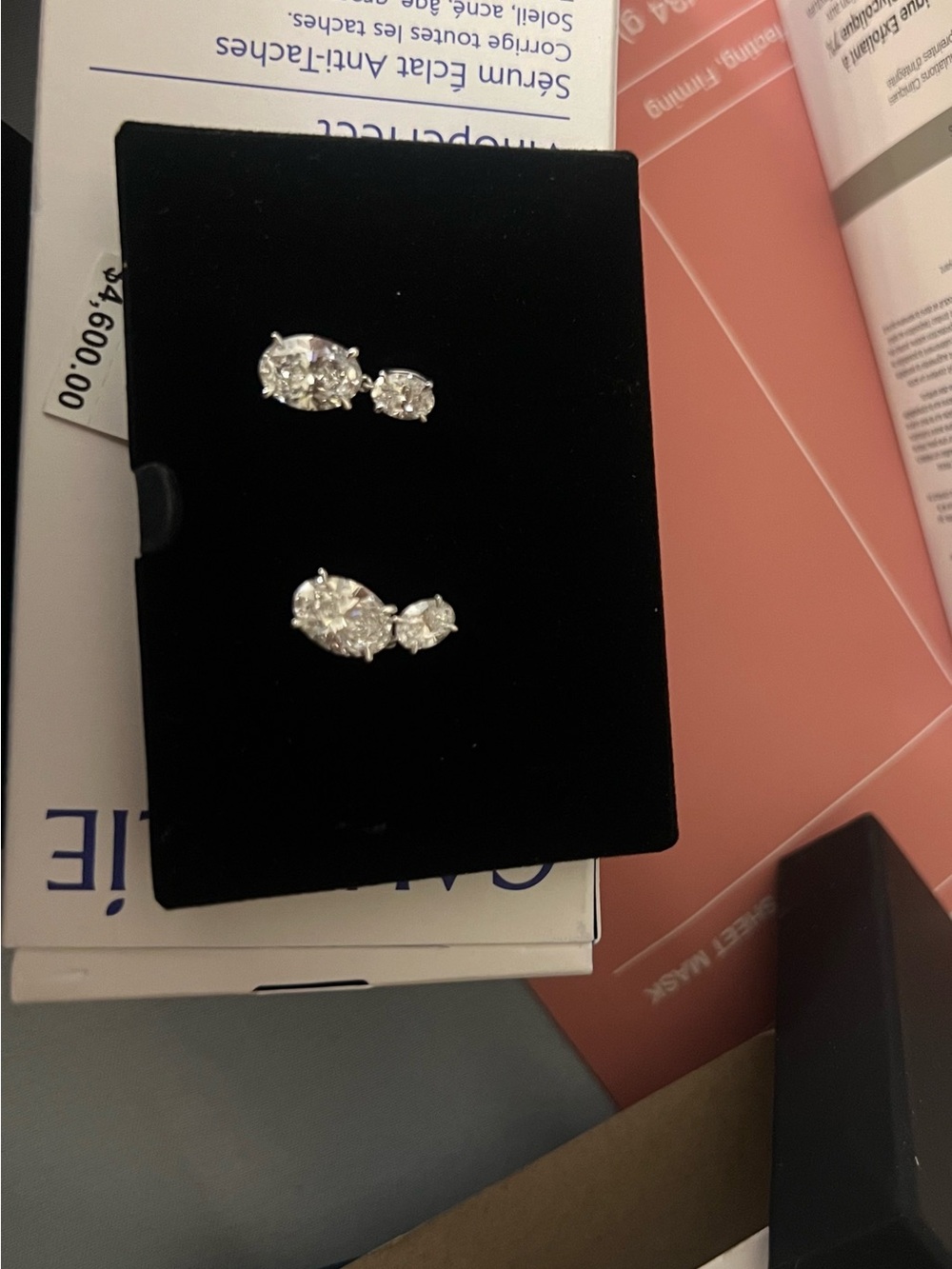Real Lab grown diamond and white gold Clear Crystal - Right & Left Pair